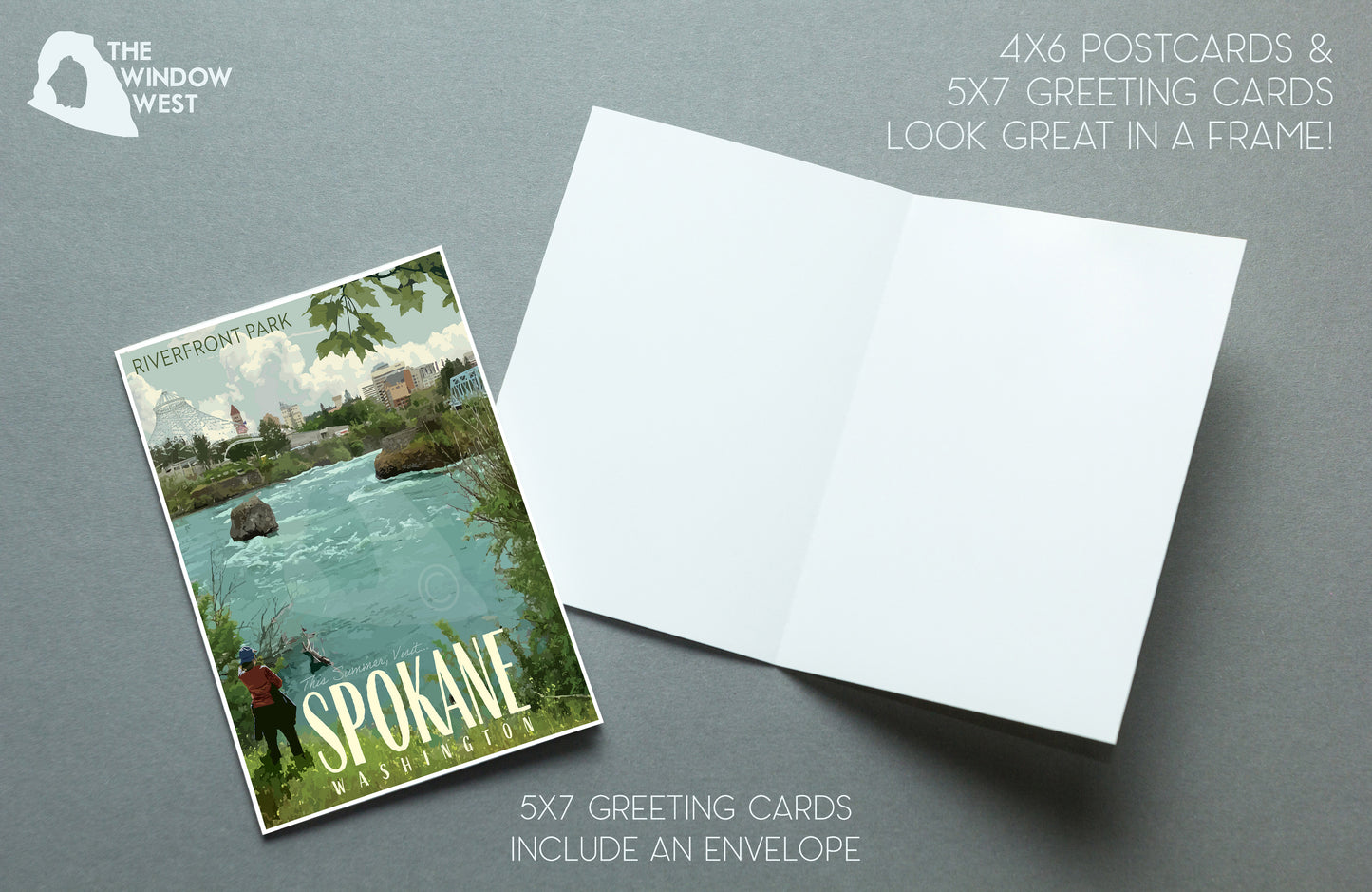 Spokane Washington Poster, Spokane Riverfront Park Print, Spokane Falls Vintage Style Travel Art