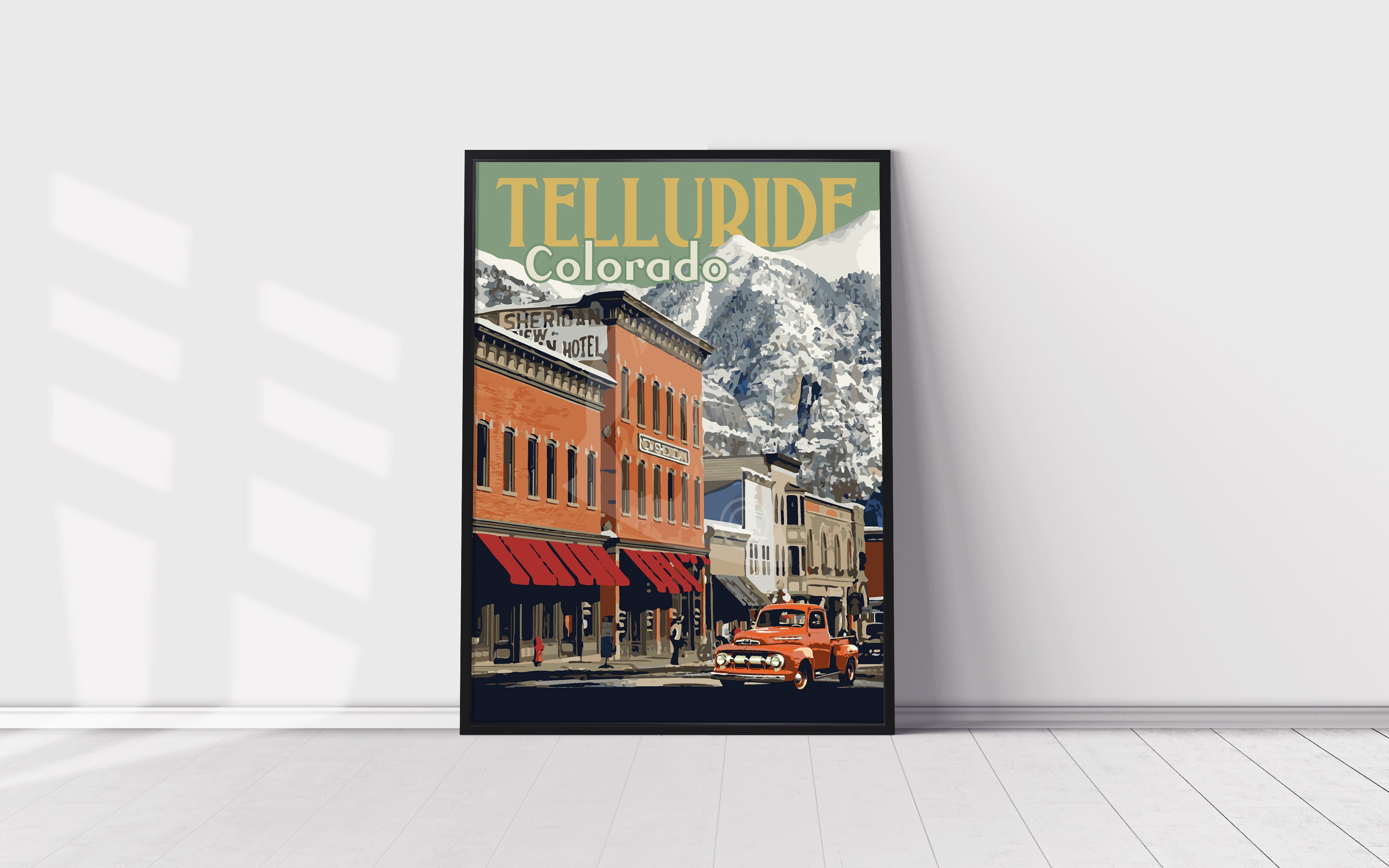 Telluride Colorado Ski Vintage Style Travel Poster, Telluride Downtown ...