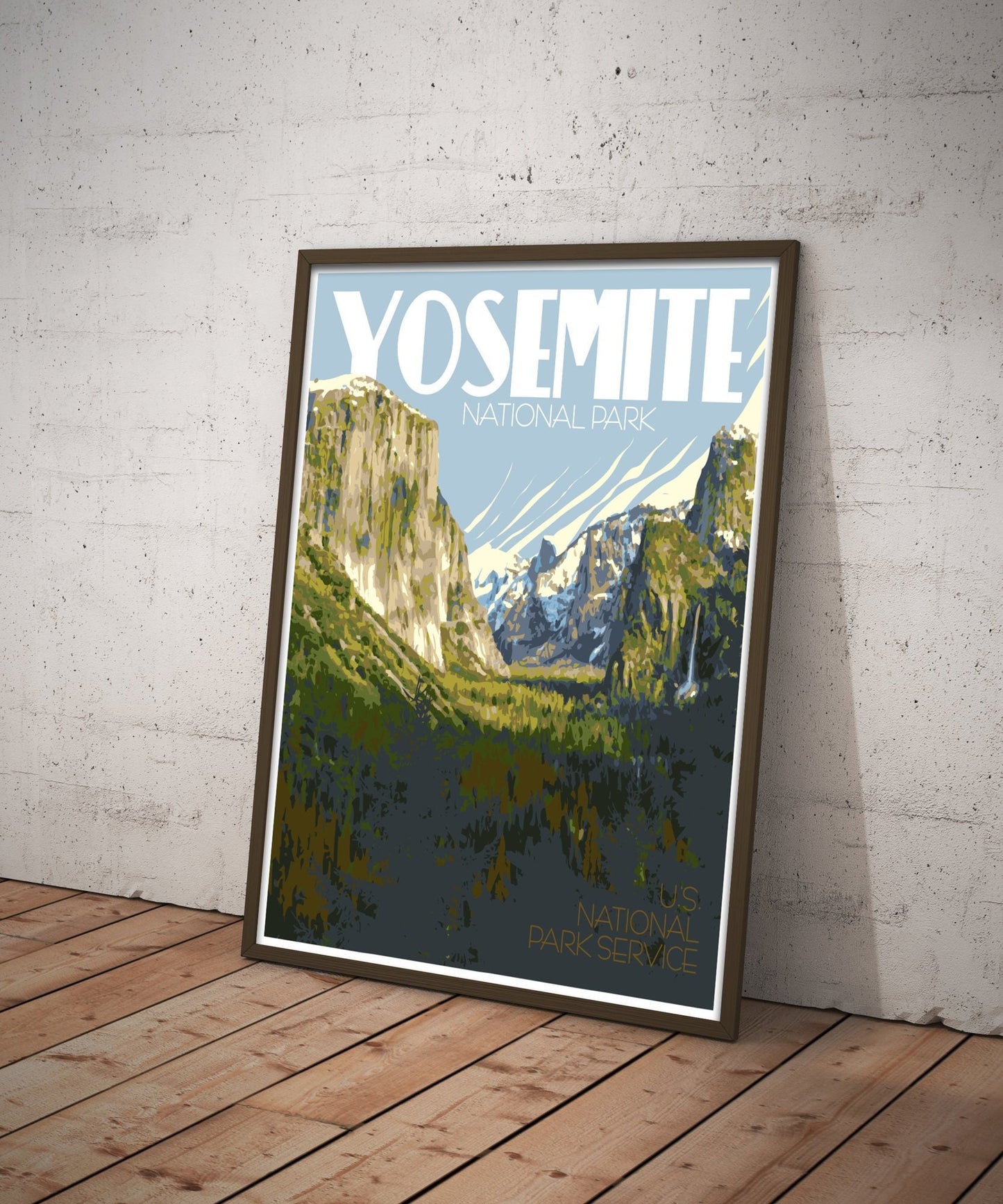 Yosemite National Park Print, Yosemite California Poster, El Capitan Print, Vintage Style Travel Art