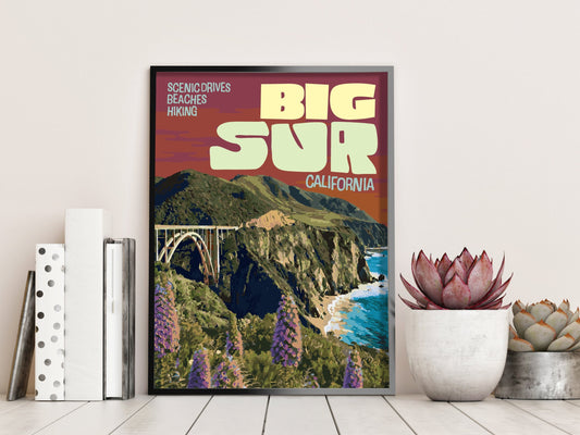 Big Sur California Travel Poster, Big Sur National Forest Poster, California Poster, Big Sur Art