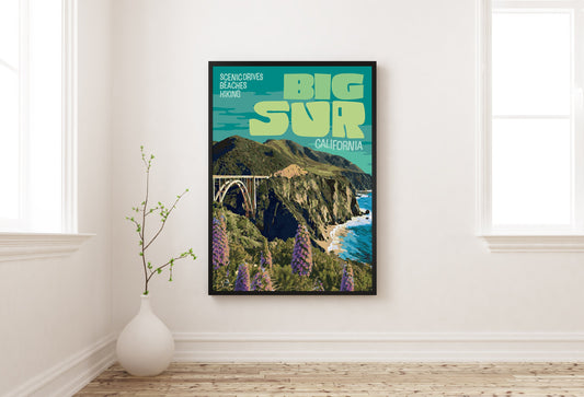 Big Sur California Travel Poster, Big Sur National Forest Poster, California Poster, Big Sur Art