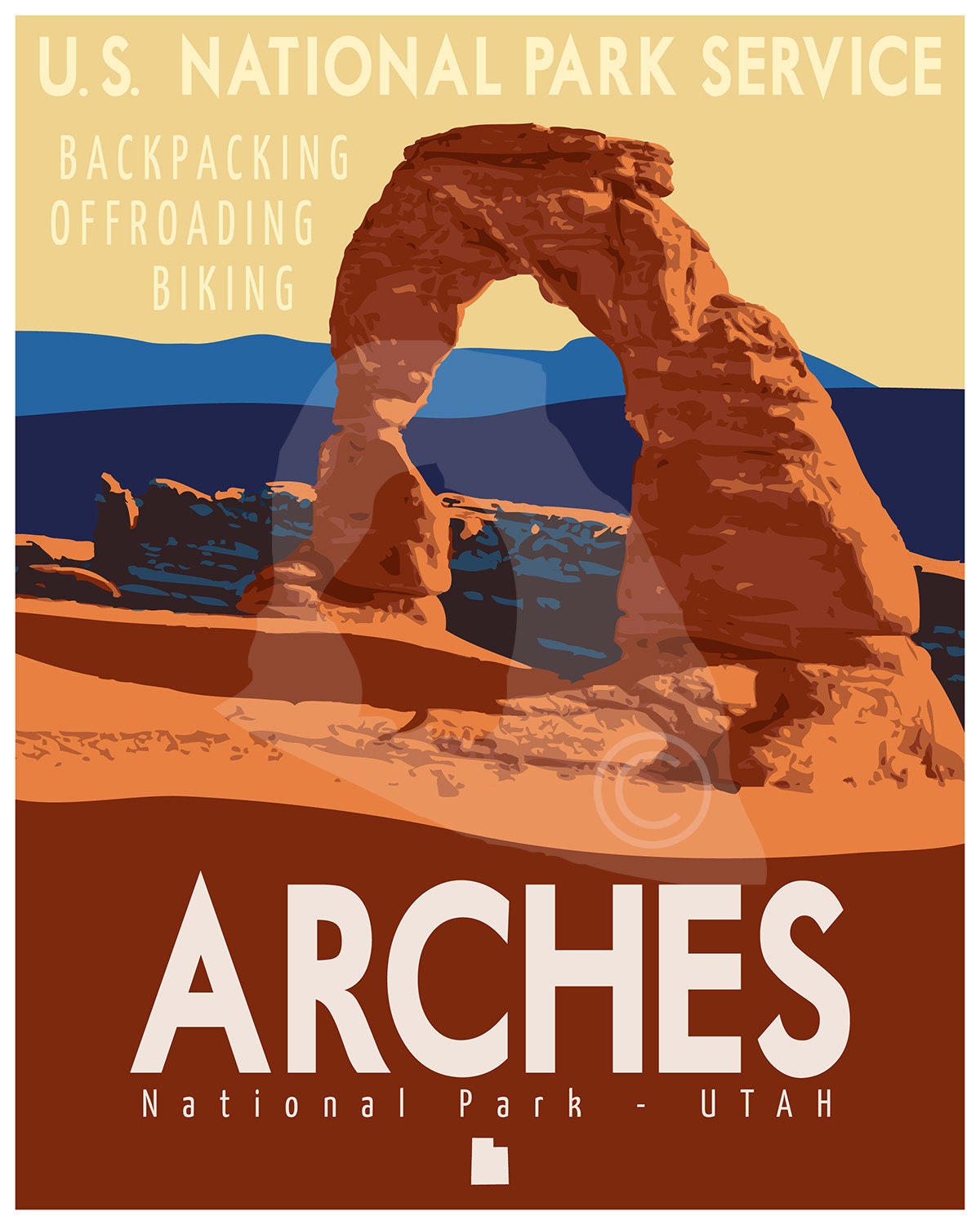 Arches National Park Travel Poster, Arches National Park Print, Vintage Travel Poster, National Park Poster