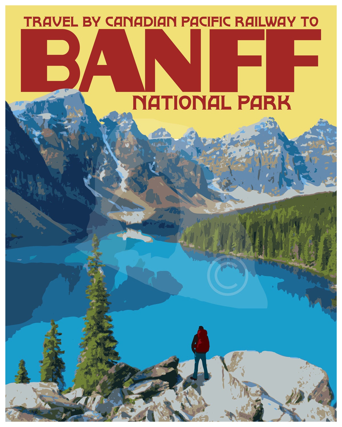 Banff National Park Travel Poster, Banff Canada National Park Print, Banff Vintage Style Travel Art