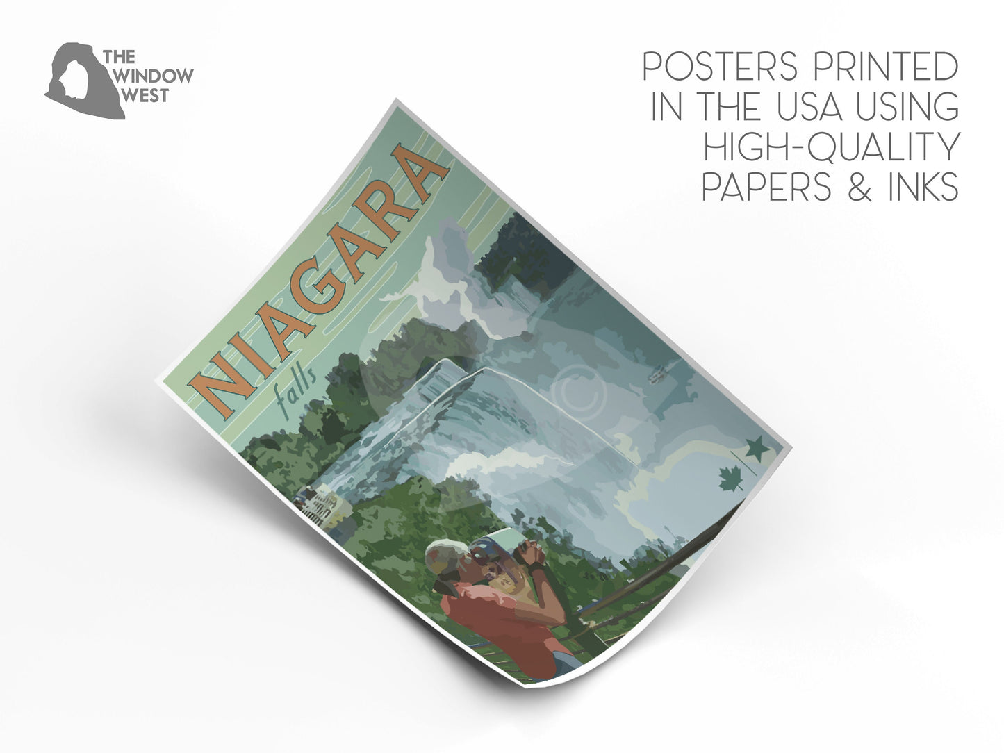 Niagara Falls State Park Print, Niagara Falls Print, Vintage Style Travel Art
