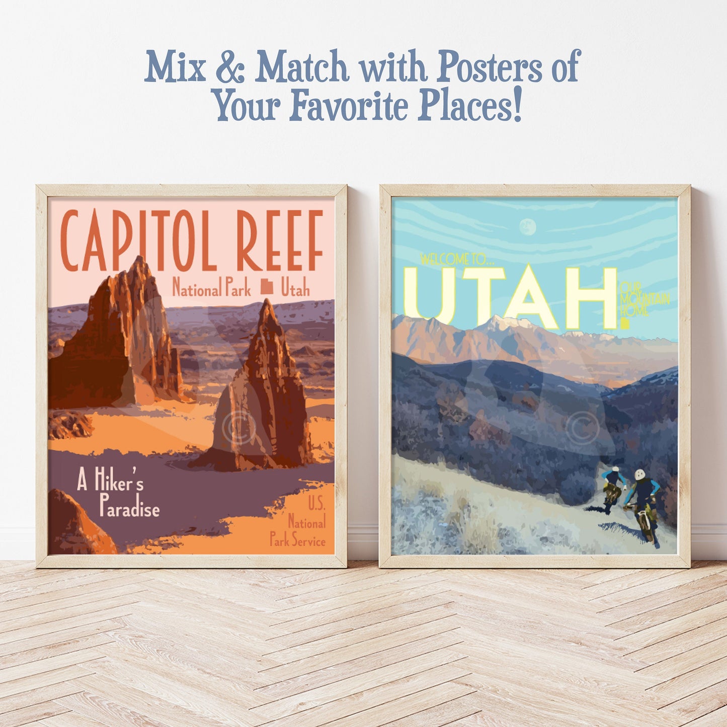 Utah Mountain Biking Print, Utah Mountains Poster, Vintage Style Travel Art