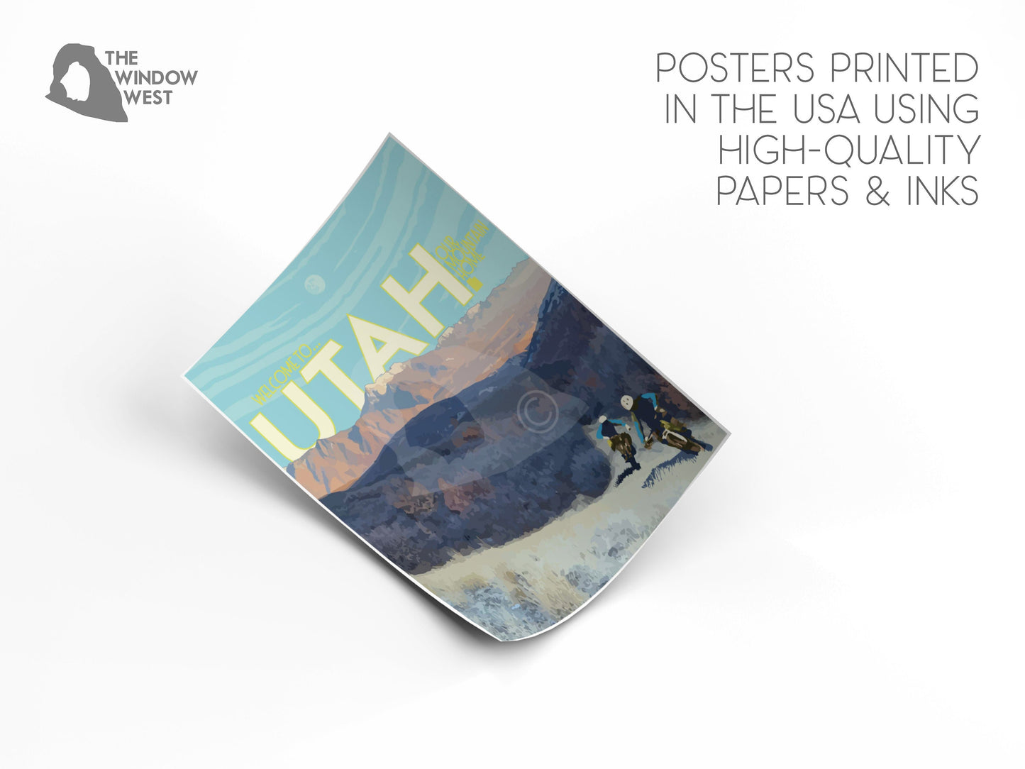 Utah Mountain Biking Print, Utah Mountains Poster, Vintage Style Travel Art