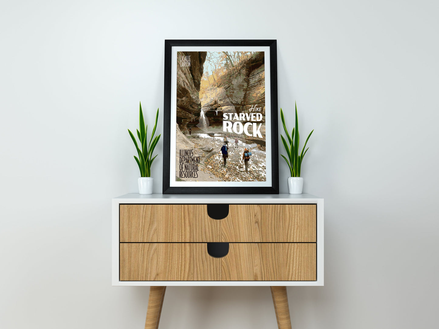 Starved Rock Illinois State Park Print, Starved Rock LaSalle Canyon Poster, Vintage Style Travel Art