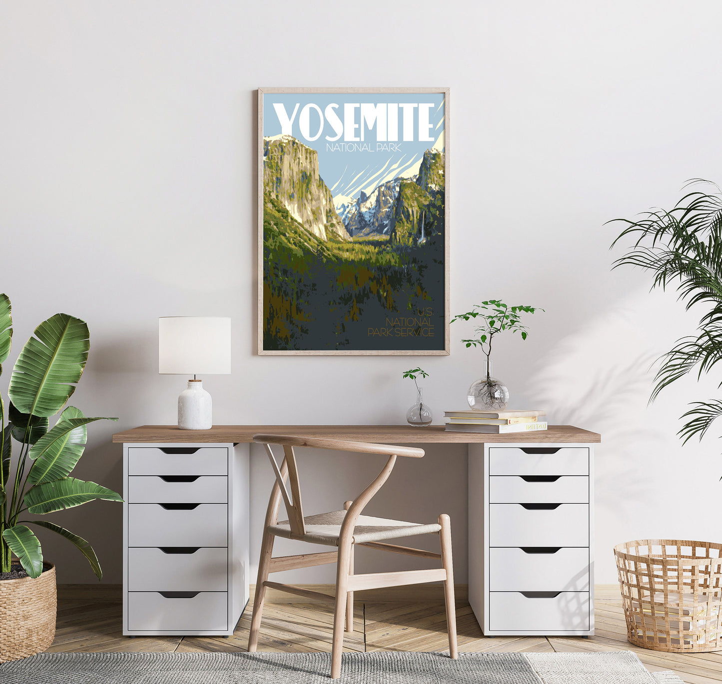 Yosemite National Park Print, Yosemite California Poster, El Capitan Print, Vintage Style Travel Art
