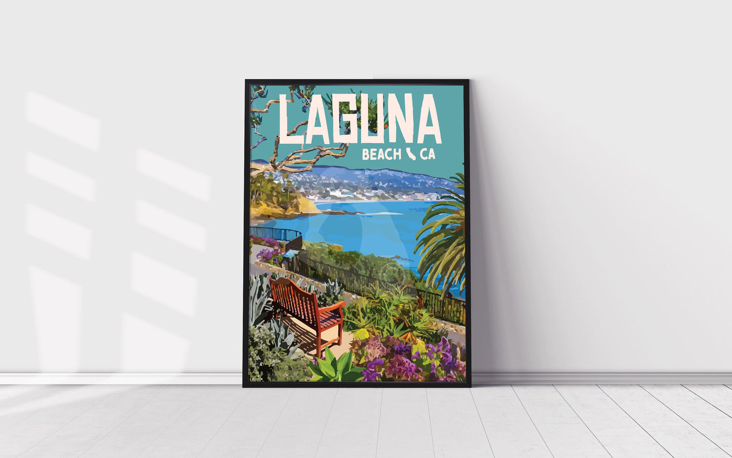 Laguna Beach California Print, California Beach Poster, Vintage Style Travel Art
