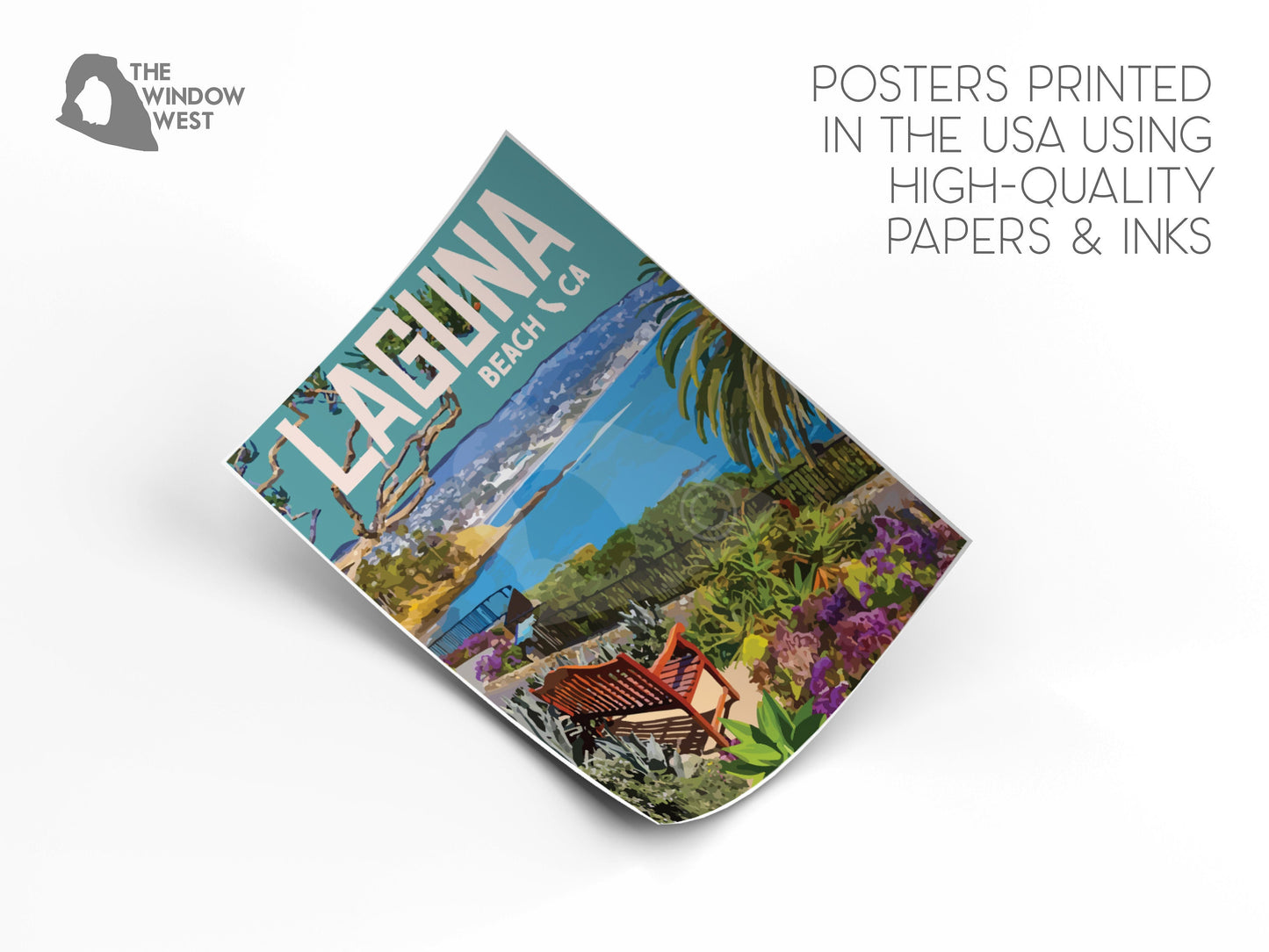 Laguna Beach California Print, California Beach Poster, Vintage Style Travel Art