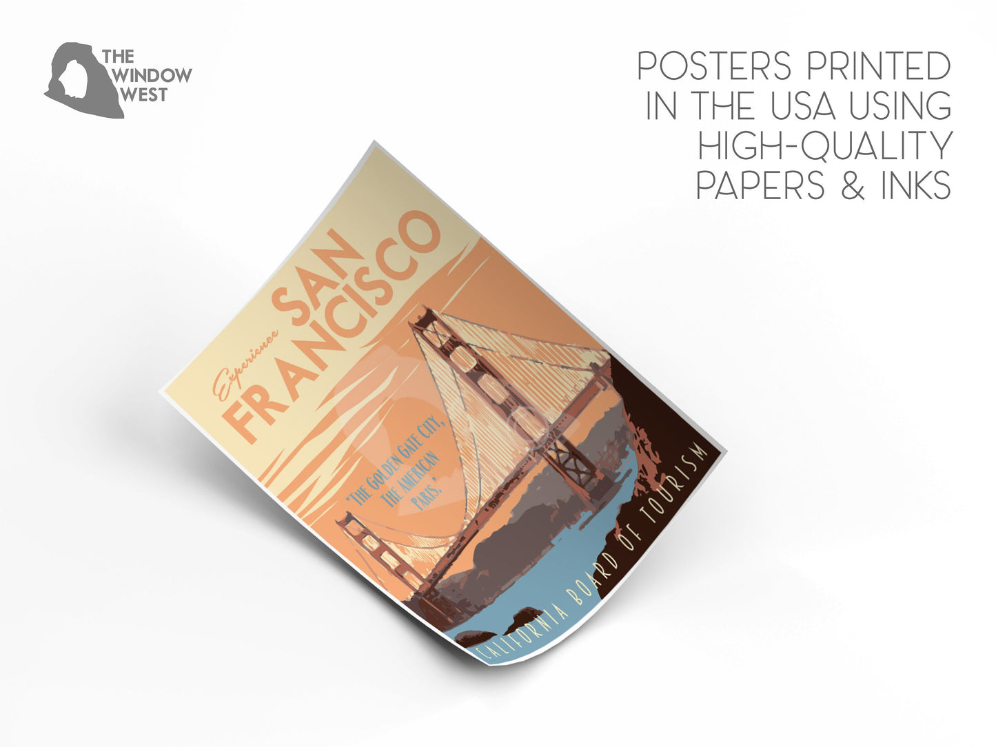San Francisco California Print, Golden Gate Bridge Poster, San Francisco Vintage Style Travel Art