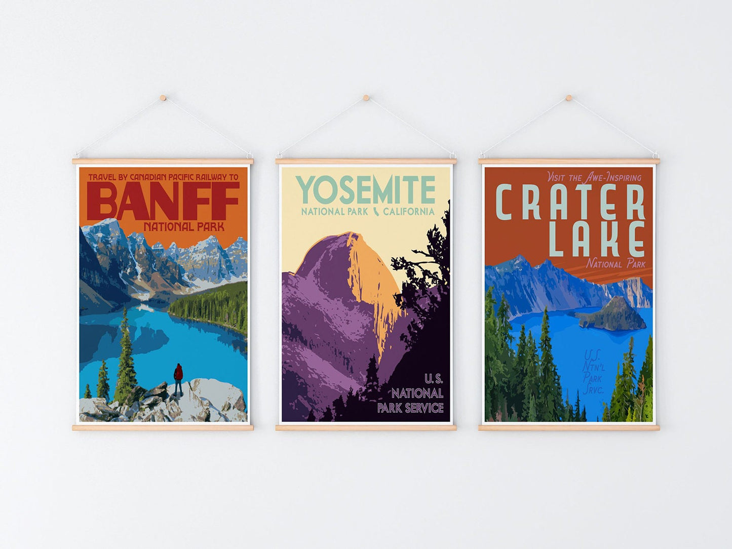 Yosemite National Park Print, Yosemite California Poster, El Capitan Print, Vintage Style Travel Art