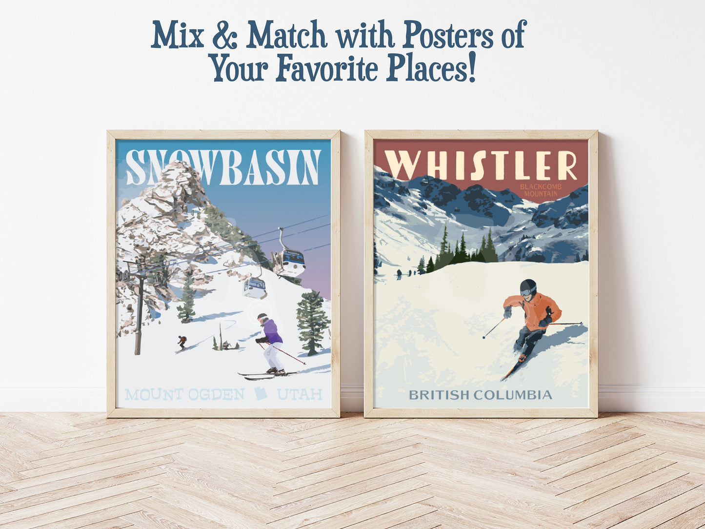 Whistler Blackcomb Mountain Print, Whistler British Columbia Skiing Poster, Vintage Style Travel Art