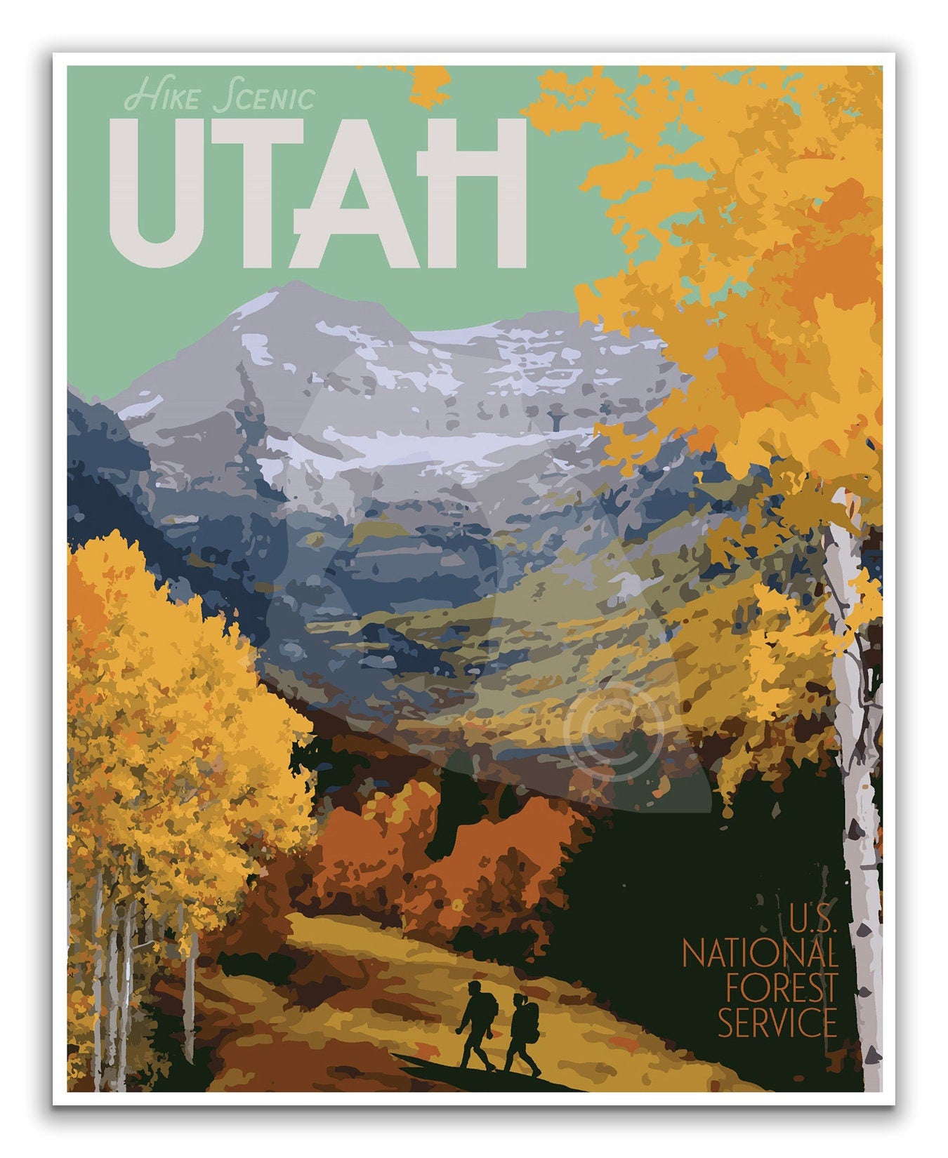 Utah Timpanogos Print, Timpanogos Hiking Poster, Mount Timpanogos, Utah Mountains Vintage Style Travel Art