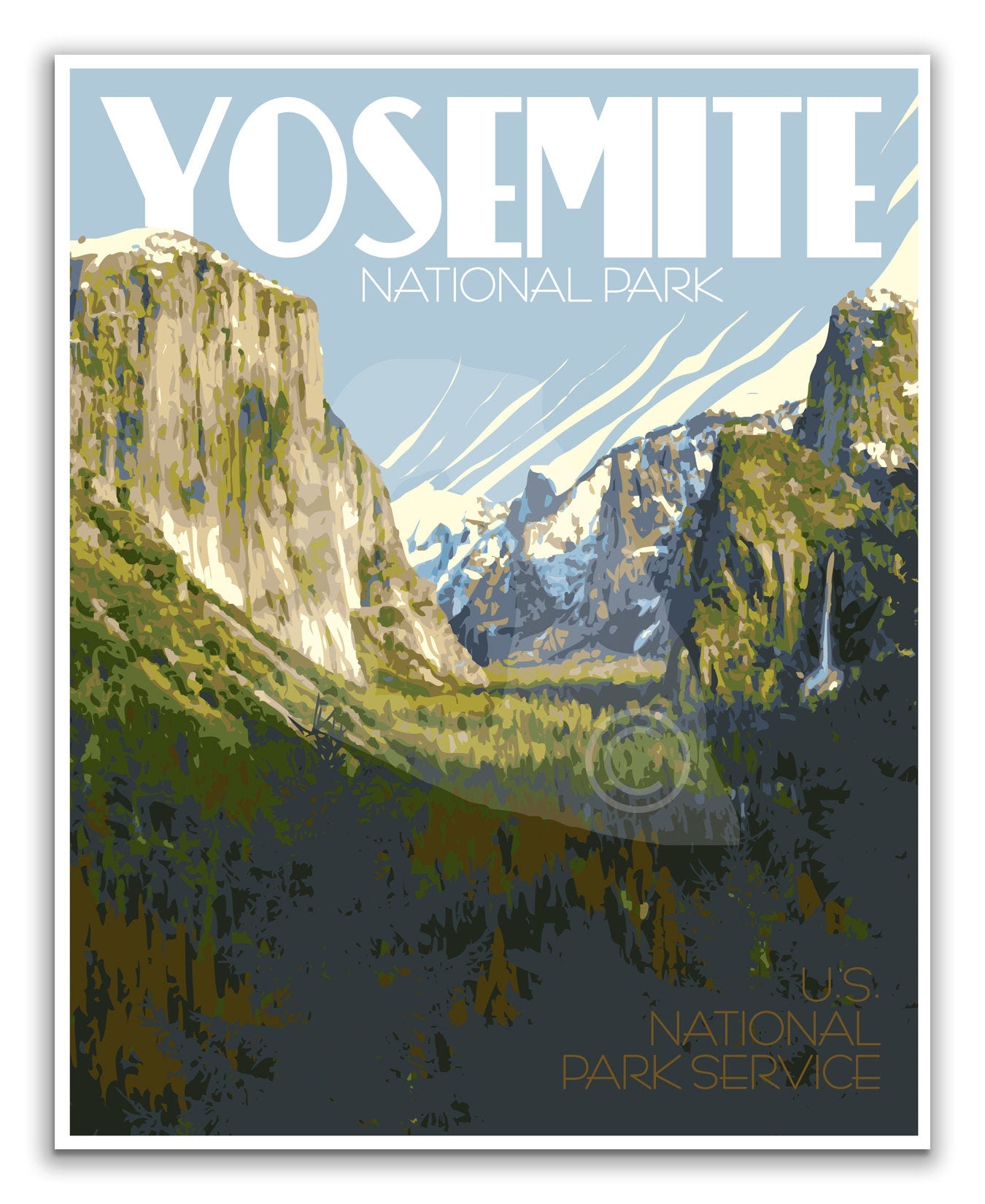 Yosemite National Park Print, Yosemite California Poster, El Capitan Print, Vintage Style Travel Art