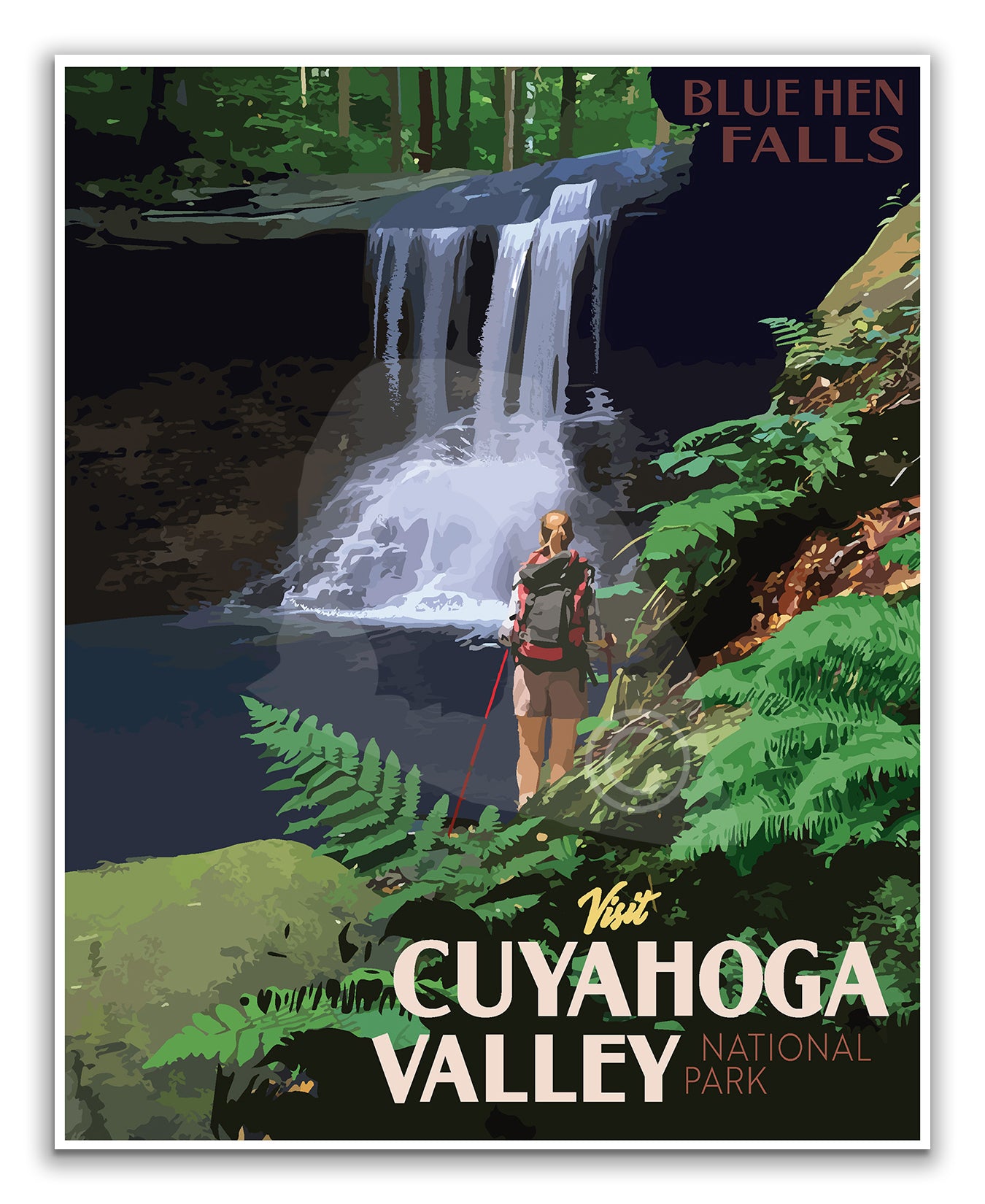 Cuyahoga Valley National Park Print, Cuyahoga National Park Poster, Blue Hen Falls Travel Poster