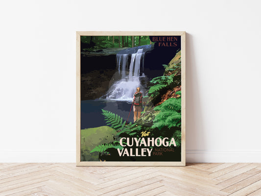 Cuyahoga Valley National Park Print, Cuyahoga National Park Poster, Blue Hen Falls Travel Poster