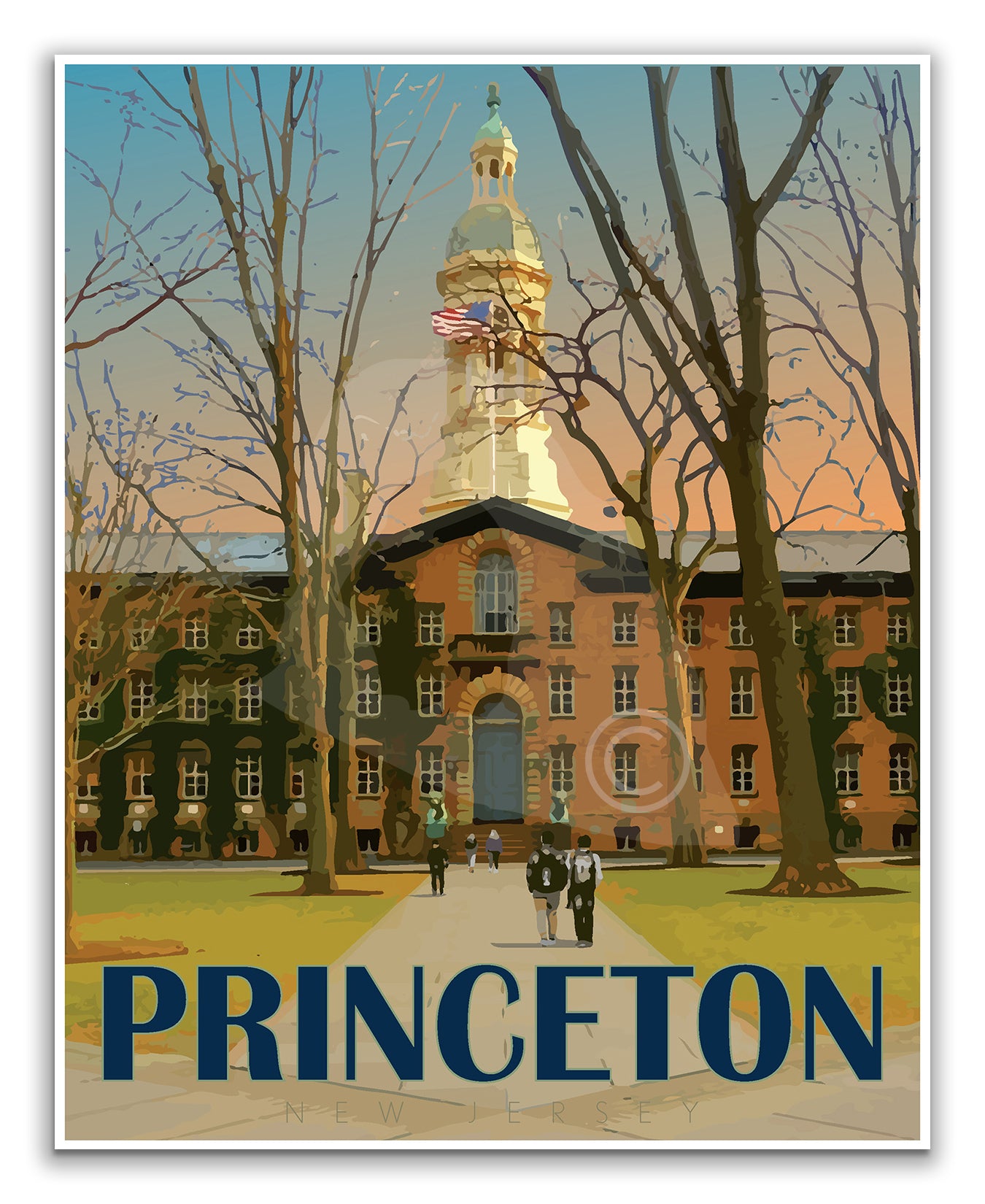 Princeton New Jersey Print, Princeton Nassau Hall Poster