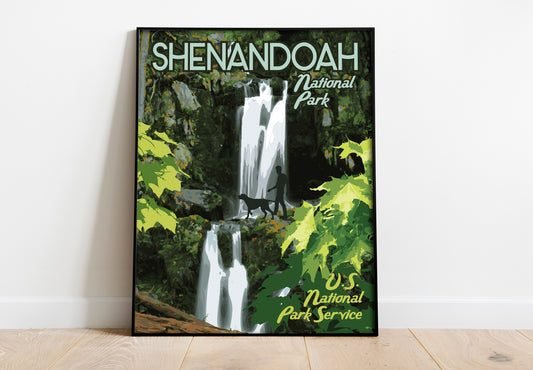 Shenandoah National Park Print, Shenandoah Virginia Waterfall Poster, Vintage Style Travel Art