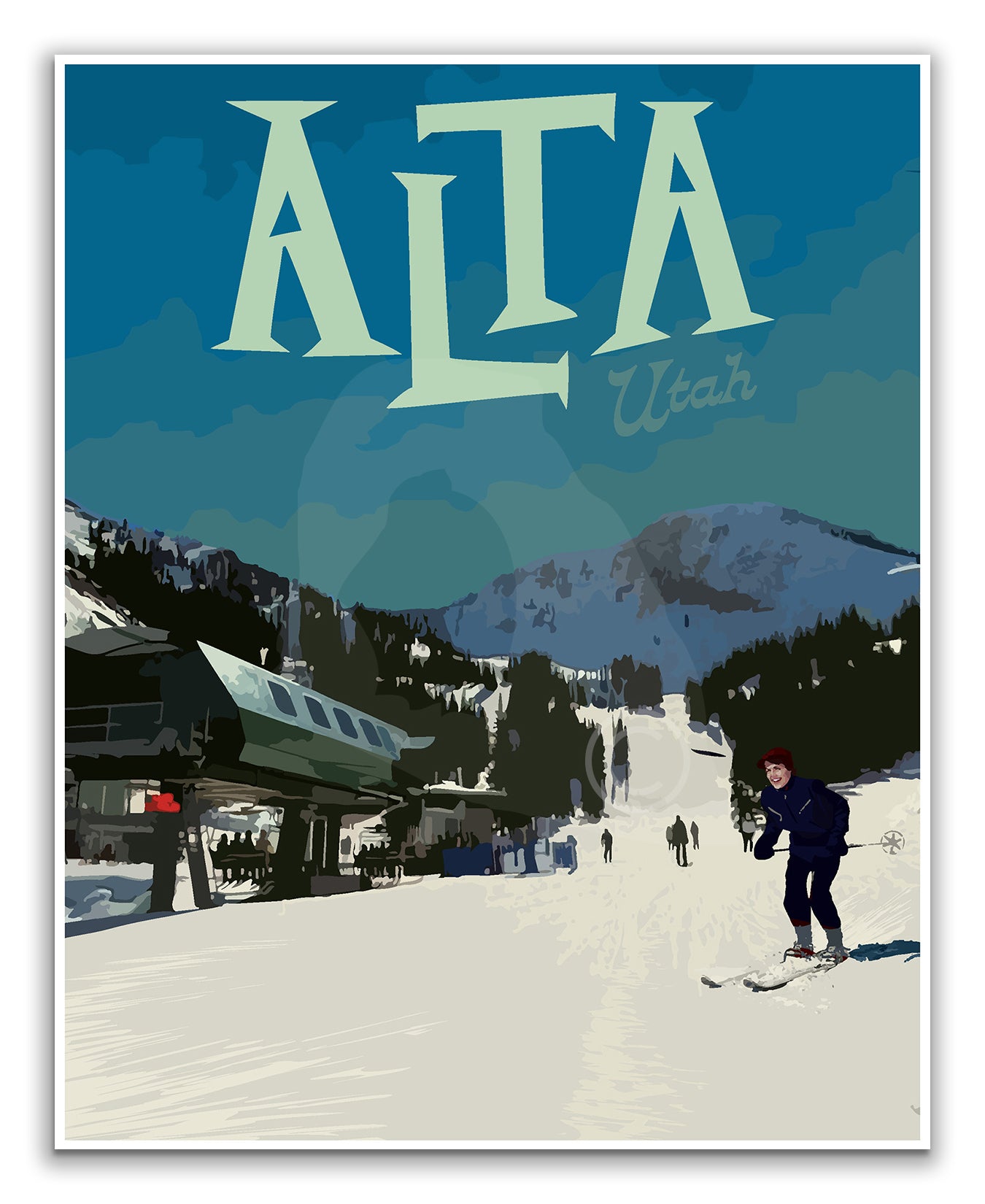 Alta Utah Ski Vintage Style Travel Print