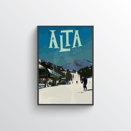 Alta Utah Ski Vintage Style Travel Print