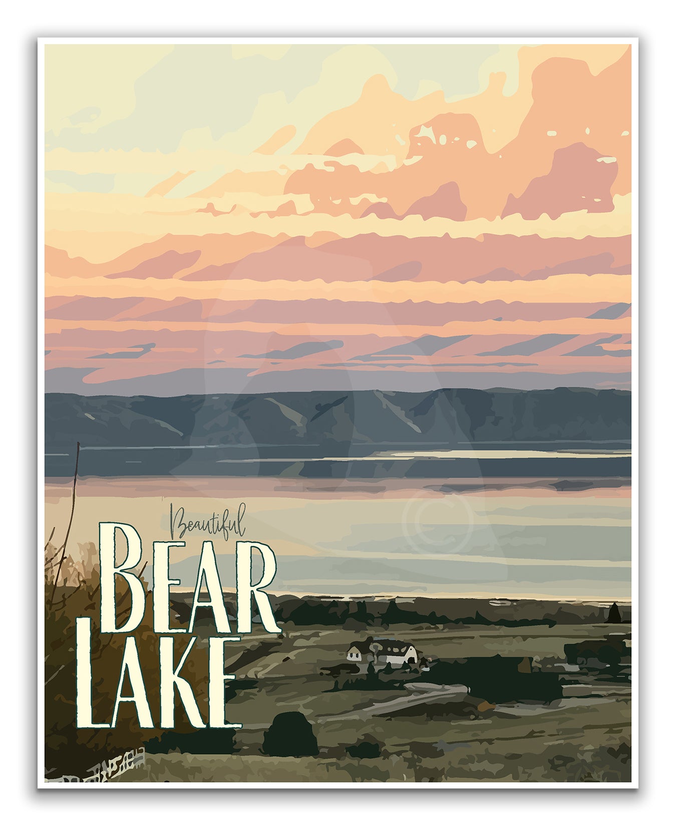 Bear Lake Poster, Bear Lake Sunset Print, Beautiful Bear Lake Idaho Art
