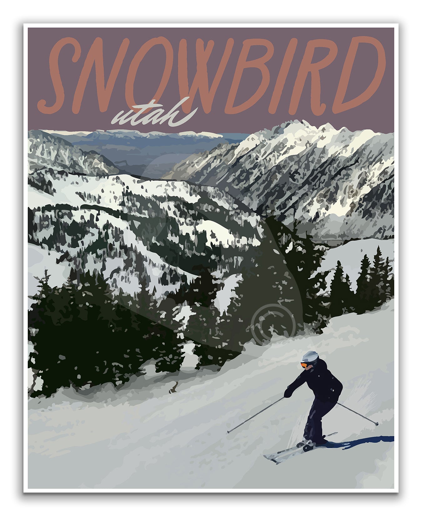 Snowbird Utah Ski Vintage Style Travel Print