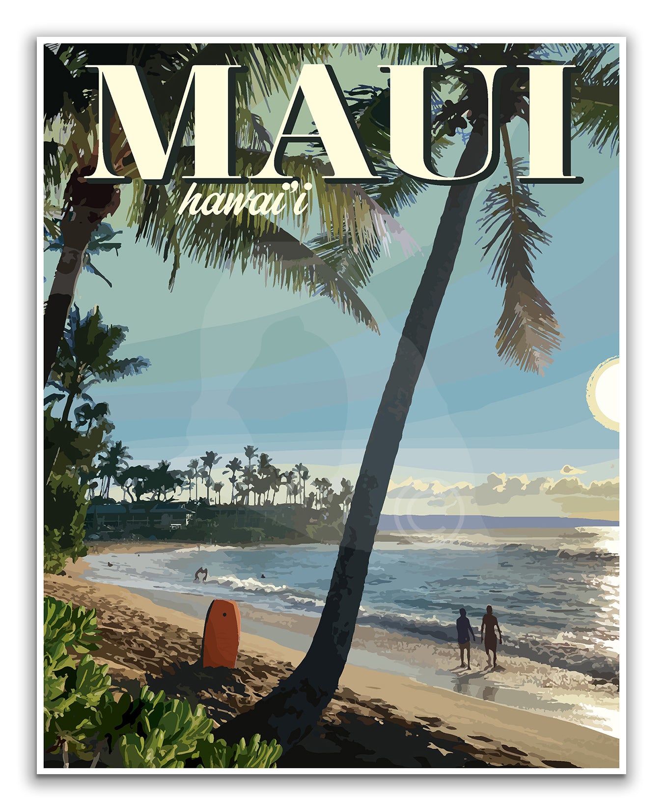 Maui Hawaii , Maui Beach Vintage Style Travel Print