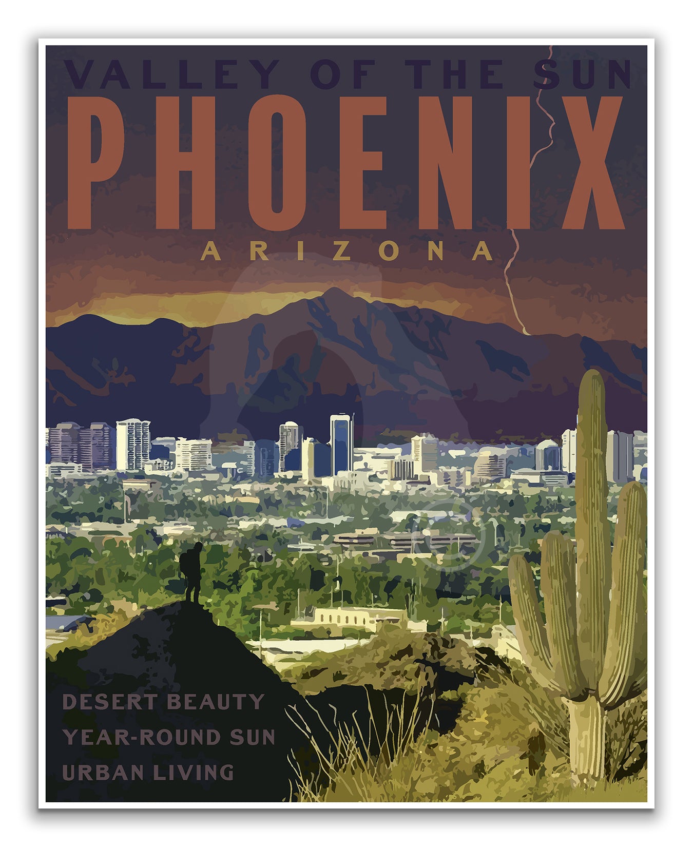 Phoenix Arizona Print, Phoenix Hiking Travel Print