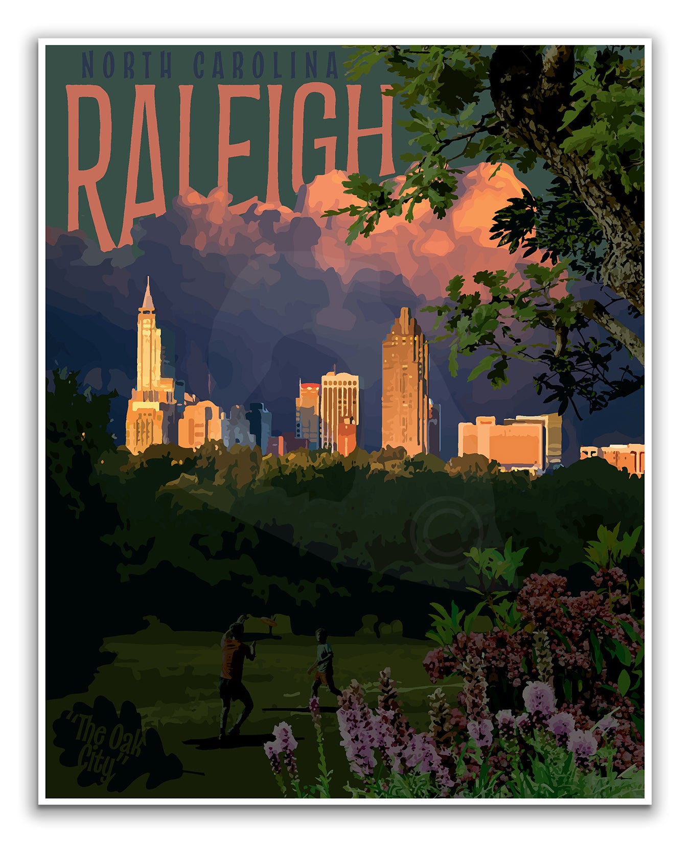 Raleigh North Carolina Print, Raleigh Vintage Style Poster