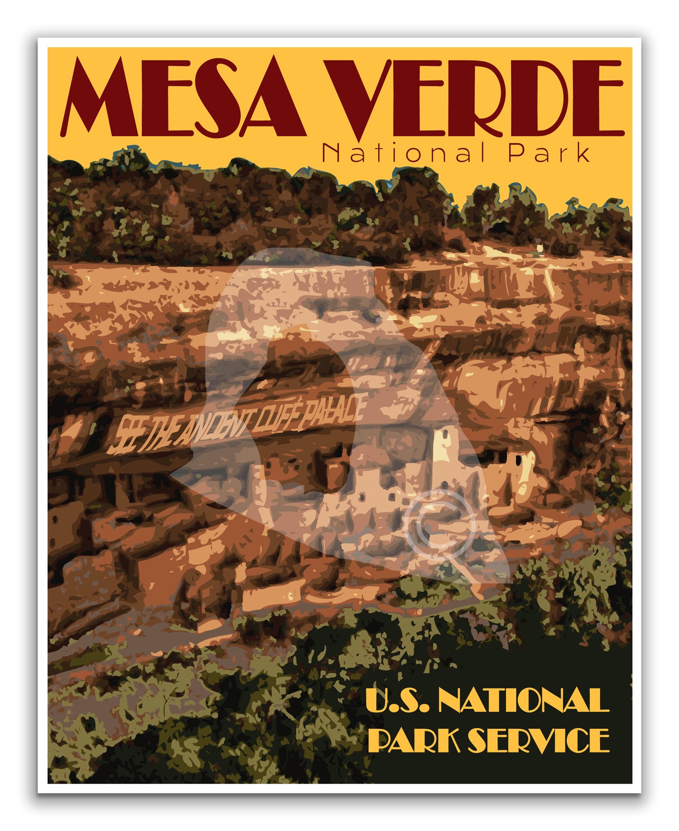 Mesa Verde National Park Print, Mesa Verde Poster, Mesa Verde Colorado Print, Vintage Style Travel Art