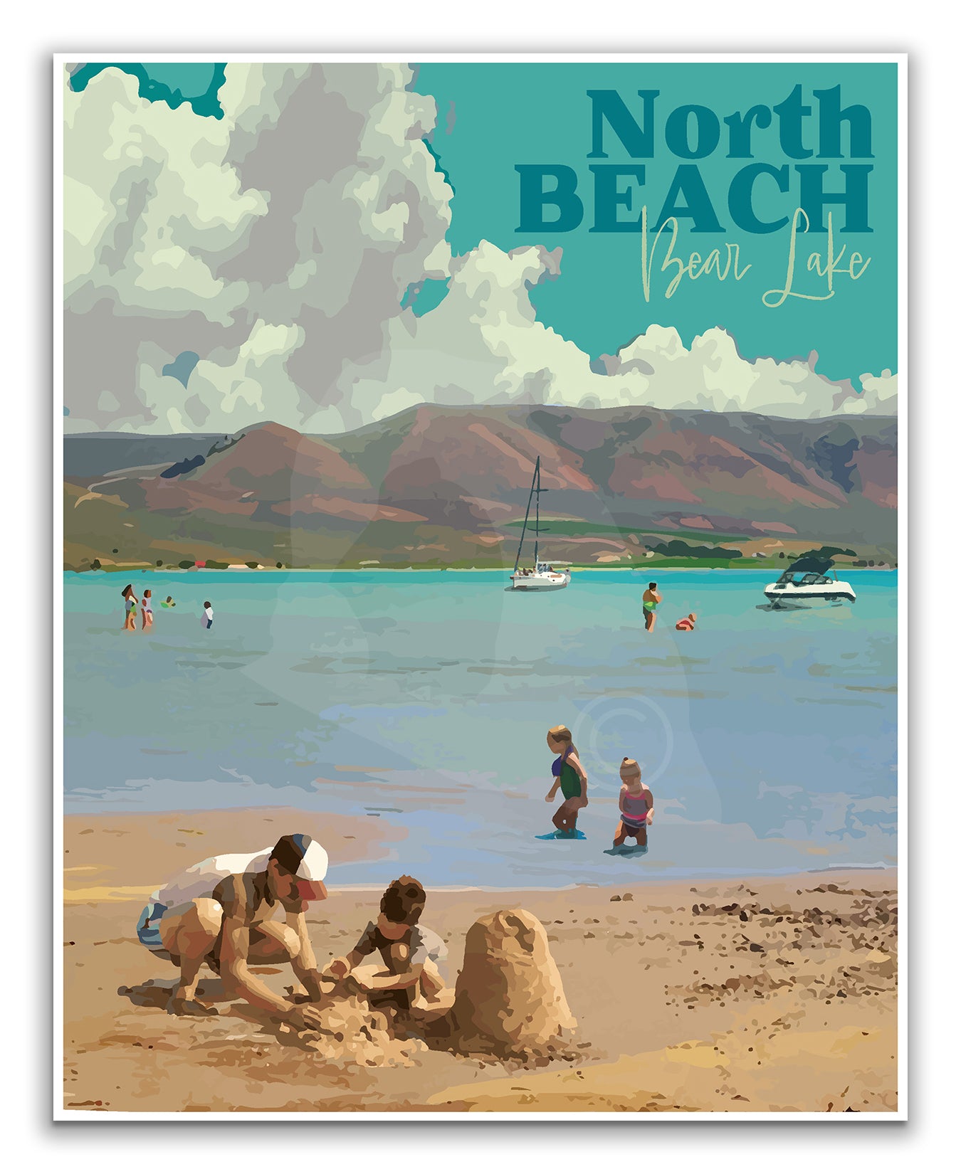 North Beach Bear Lake Print, North Beach Bear Lake Poster, Bear Lake Vintage Style Art