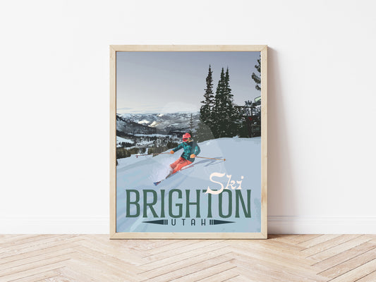 Brighton Utah Ski Vintage Style Travel Print