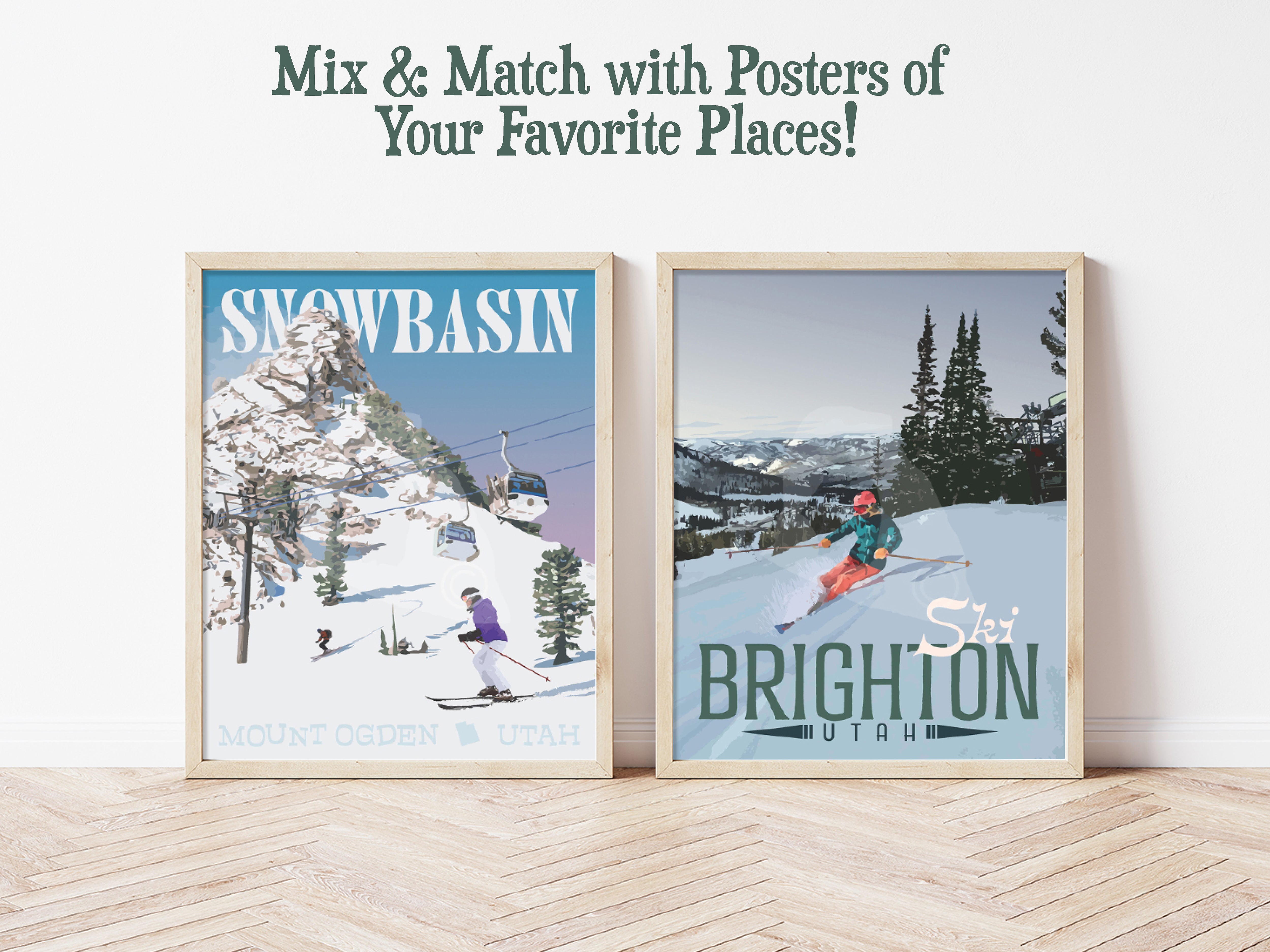 Brighton Utah Ski Vintage Style Travel Print