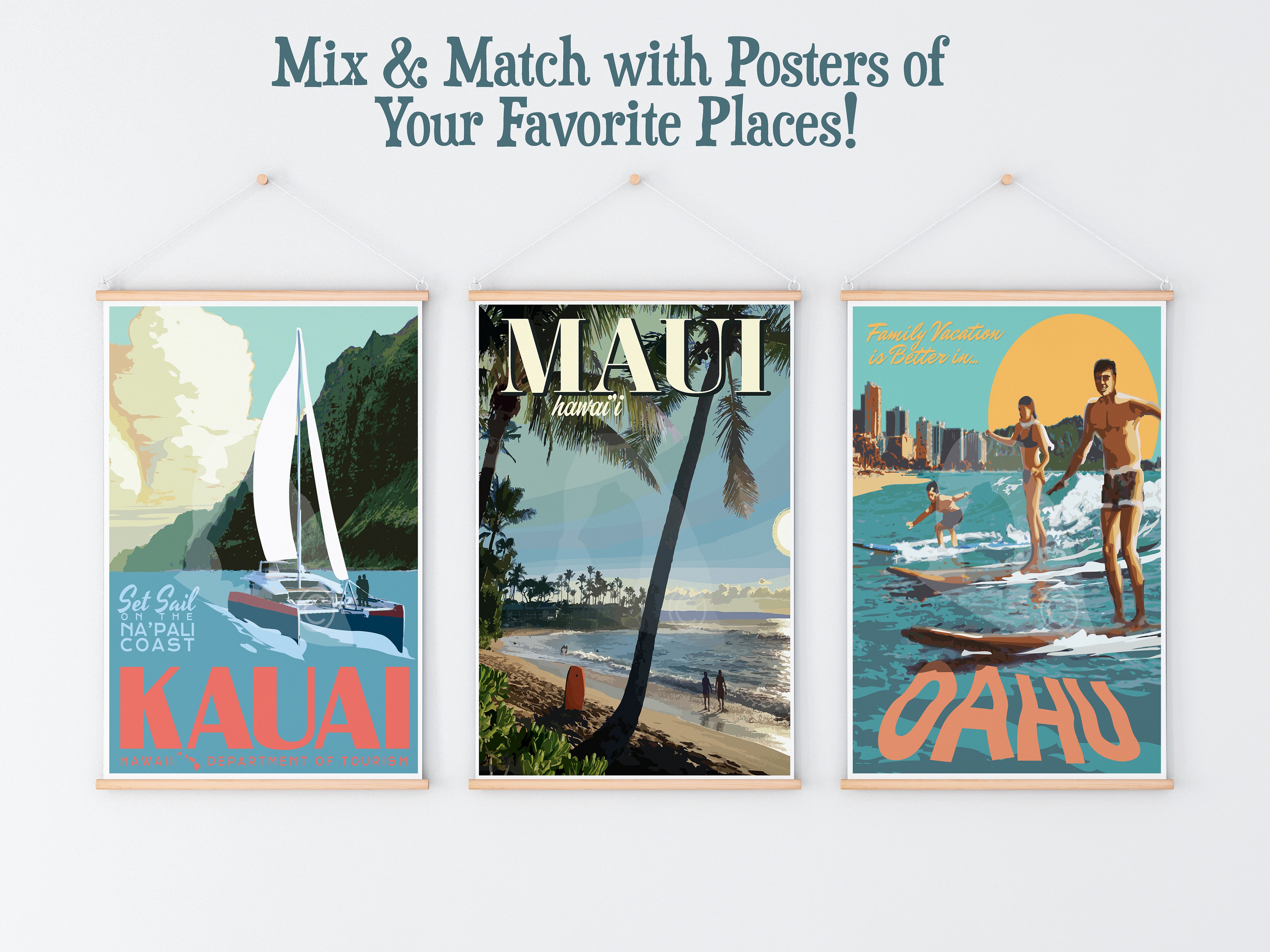 Maui Hawaii , Maui Beach Vintage Style Travel Print