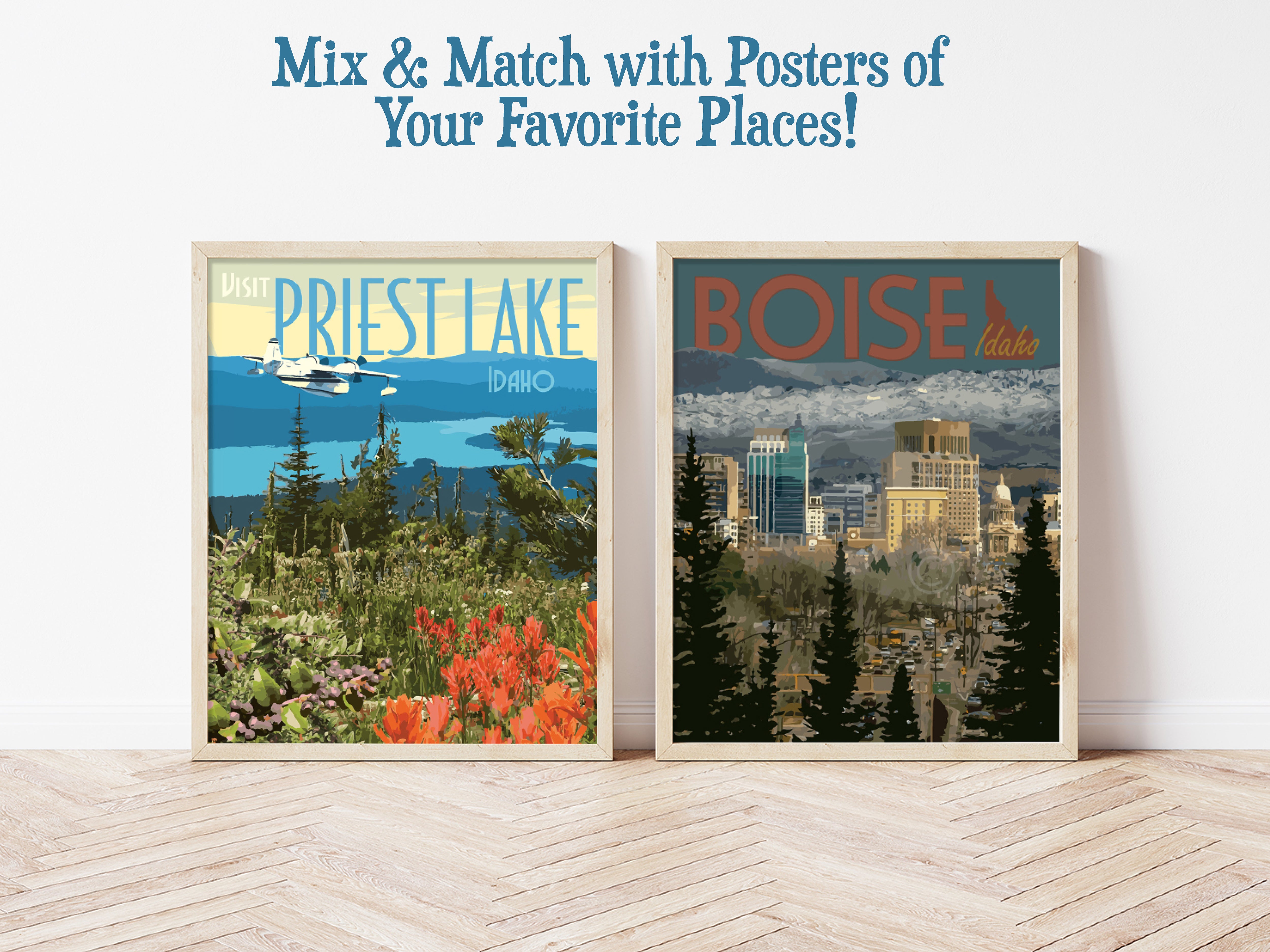 Boise Idaho Print, Downtown Boise Poster, Boise Idaho Vintage Style Art