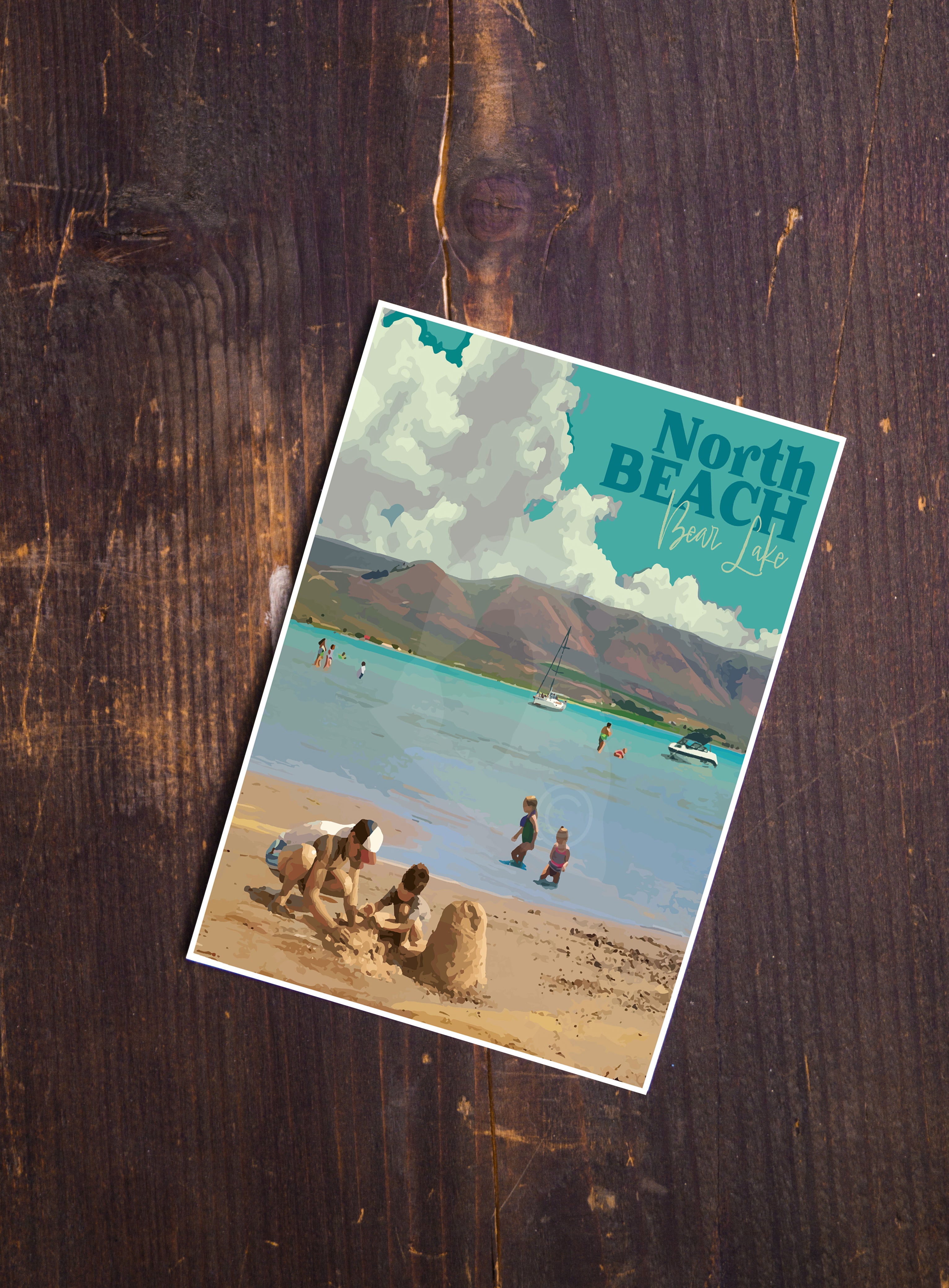 North Beach Bear Lake Print, North Beach Bear Lake Poster, Bear Lake Vintage Style Art