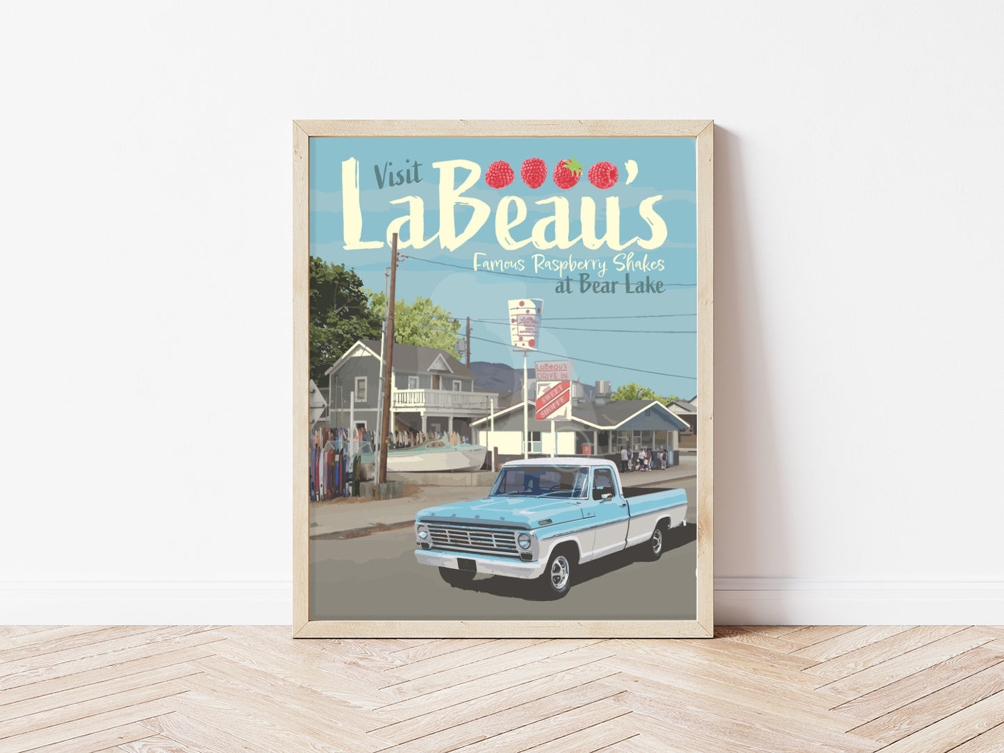 Bear Lake Raspberry Shakes Poster, Bear Lake Poster, Garden City Print, Bear Lake Vintage Style Art