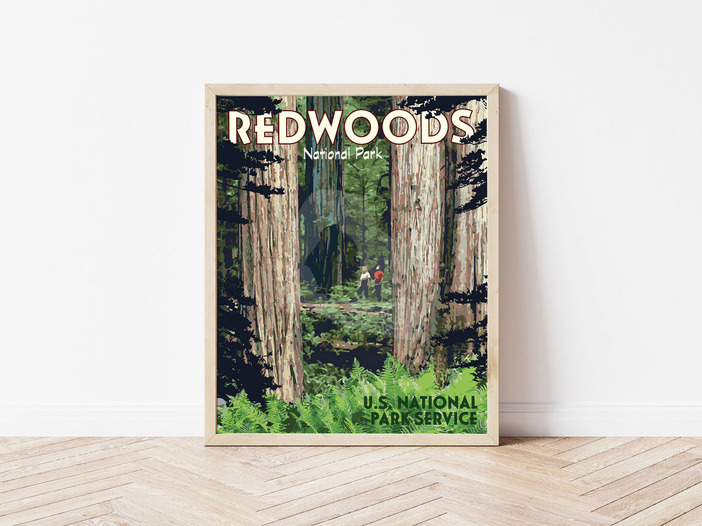 Redwoods National Park Print, Redwoods California Poster, California Vintage Style Travel Art