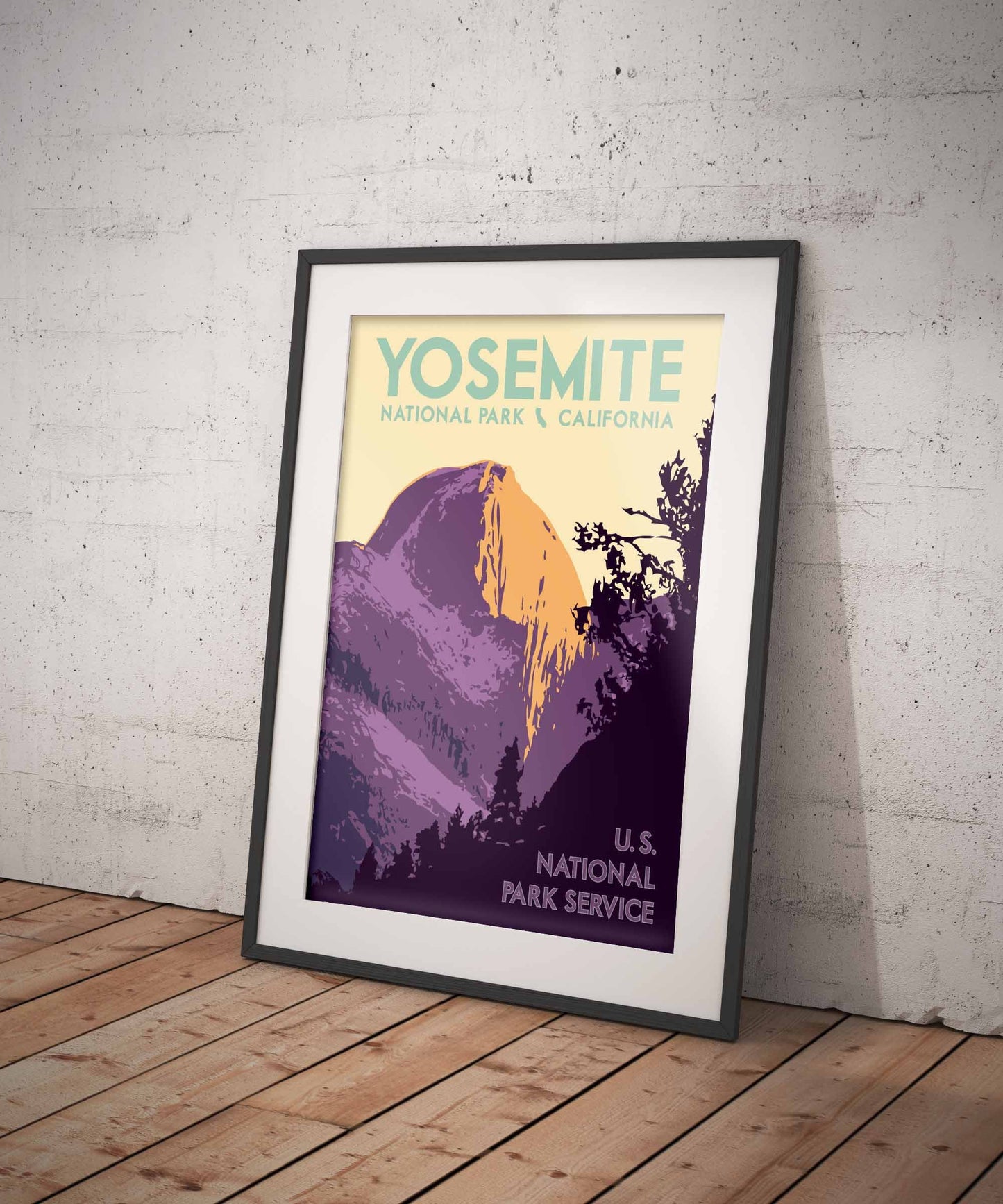 Yosemite National Park Print, Yosemite California Poster, El Capitan Print, Vintage Style Travel Art