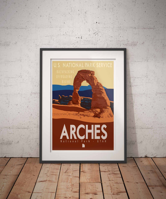Arches National Park Travel Poster, Arches National Park Print, Vintage Travel Poster, National Park Poster