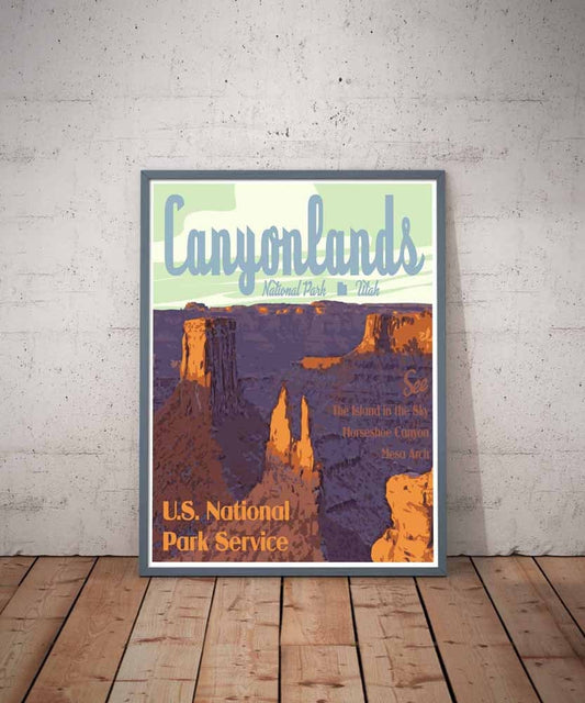 Canyonlands National Park Print, Canyonlands Print, Utah Vintage Style Travel Art