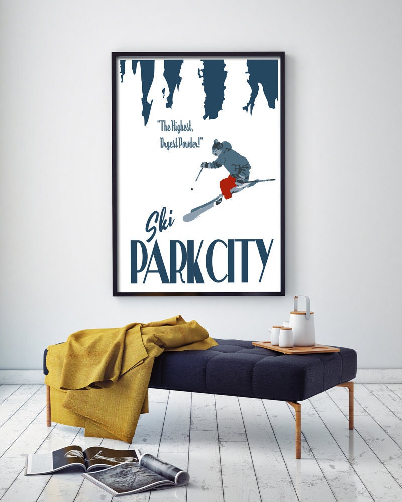 Park City Utah Print, Park City Skiing Poster, Utah Vintage Style Travel Art