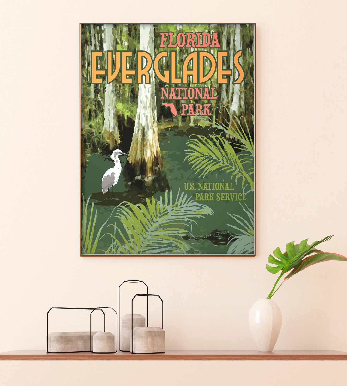 Everglades National Park Print, Everglades Florida Poster, Florida Vintage Style Travel Art