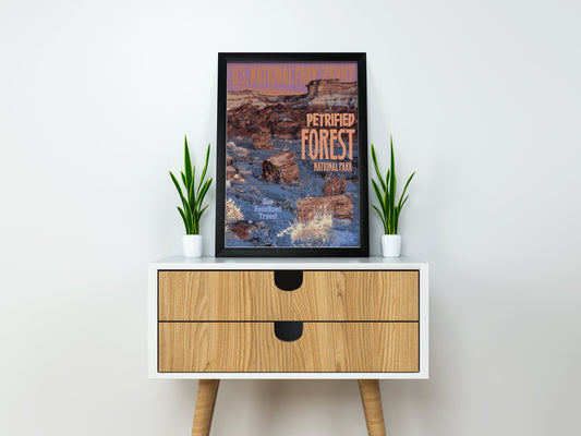 Petrified Forest National Park Print, Petrified Forest Arizona Poster, Vintage Style Travel Art