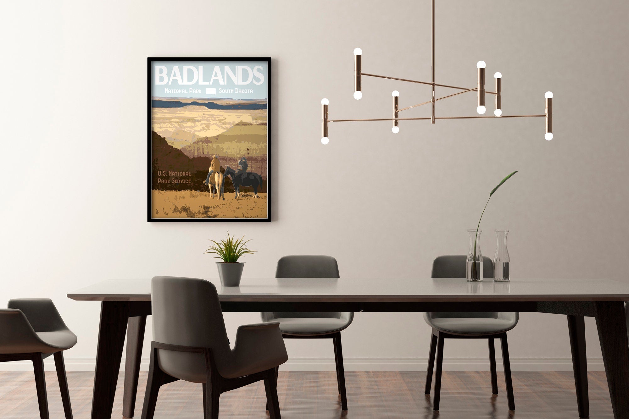 Badlands National Park Travel Poster, Badlands Print, Vintage Style Travel Print