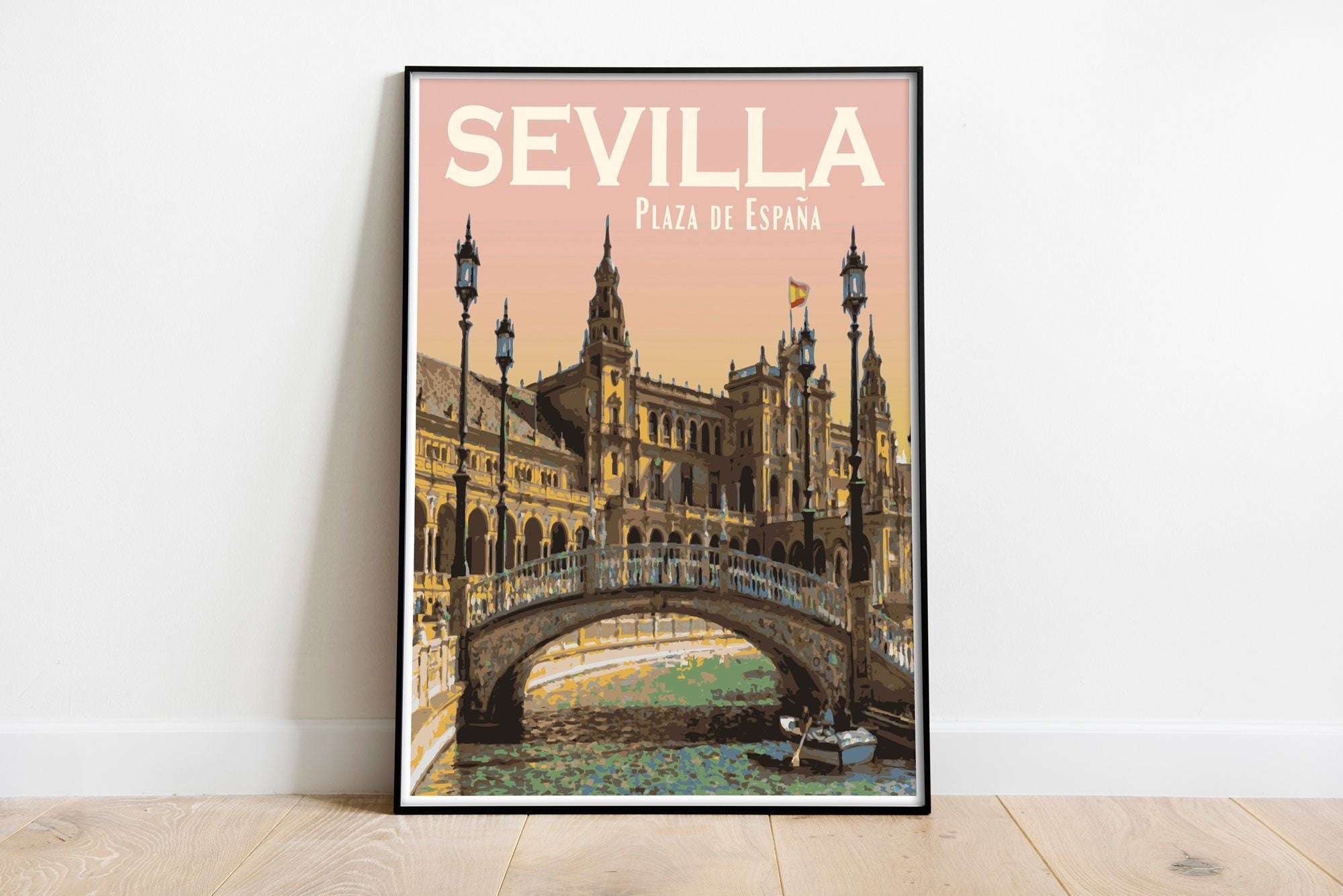 Seville Spain Print, Sevilla Espana Poster, Spain Vintage Style Travel Art