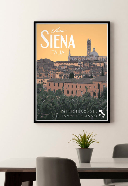 Siena Italy Print, Siena Italia Poster, Italy Vintage Style Travel Art