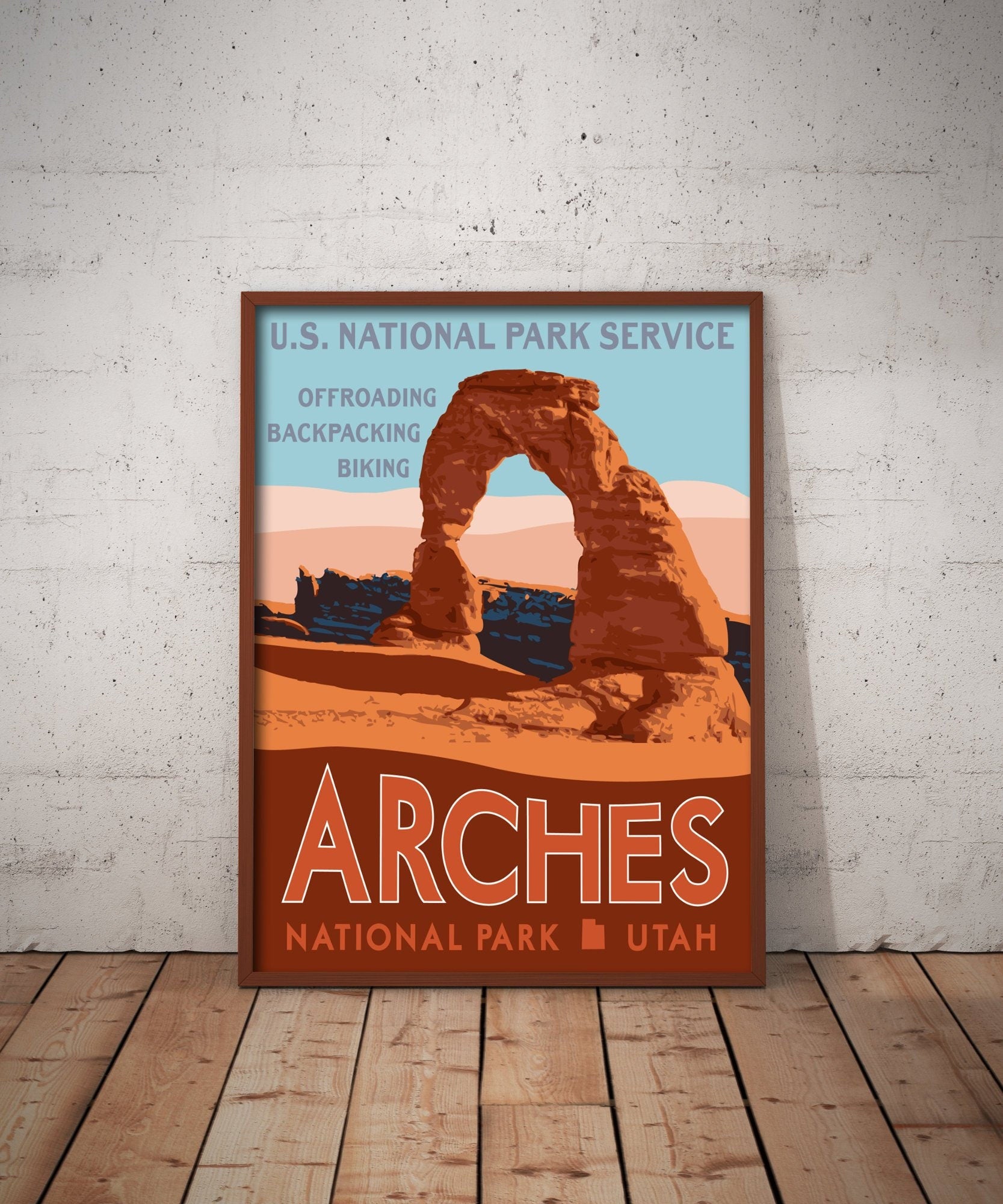 Arches National Park Travel Poster, Utah National Park Travel Print, Arches National Park Print, Vintage Travel Poster, National Park Poster