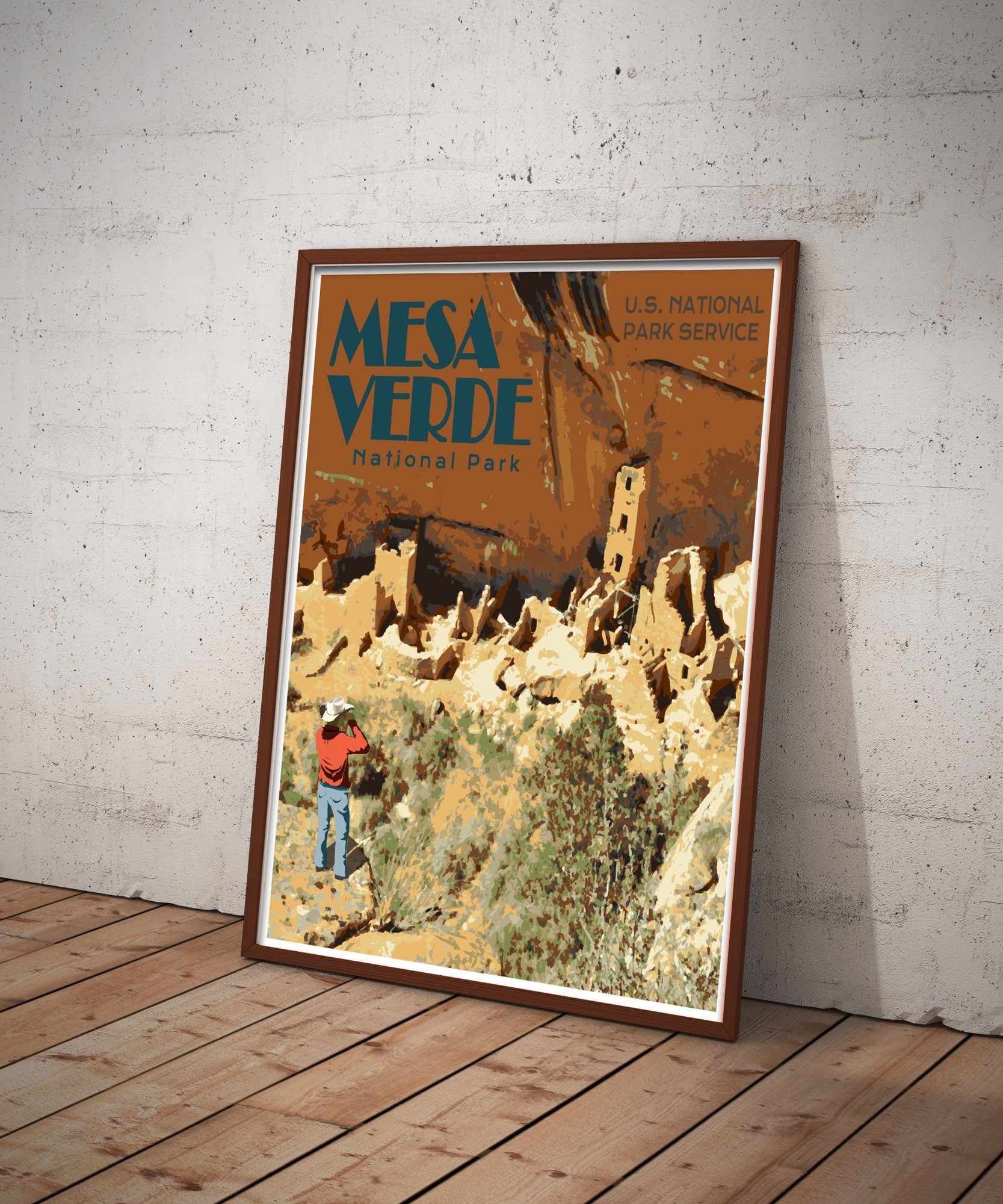 Mesa Verde National Park Print, Mesa Verde Poster, Mesa Verde Colorado Print, Vintage Style Travel Art